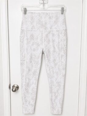 High-Waist White Speckled Active Leggings